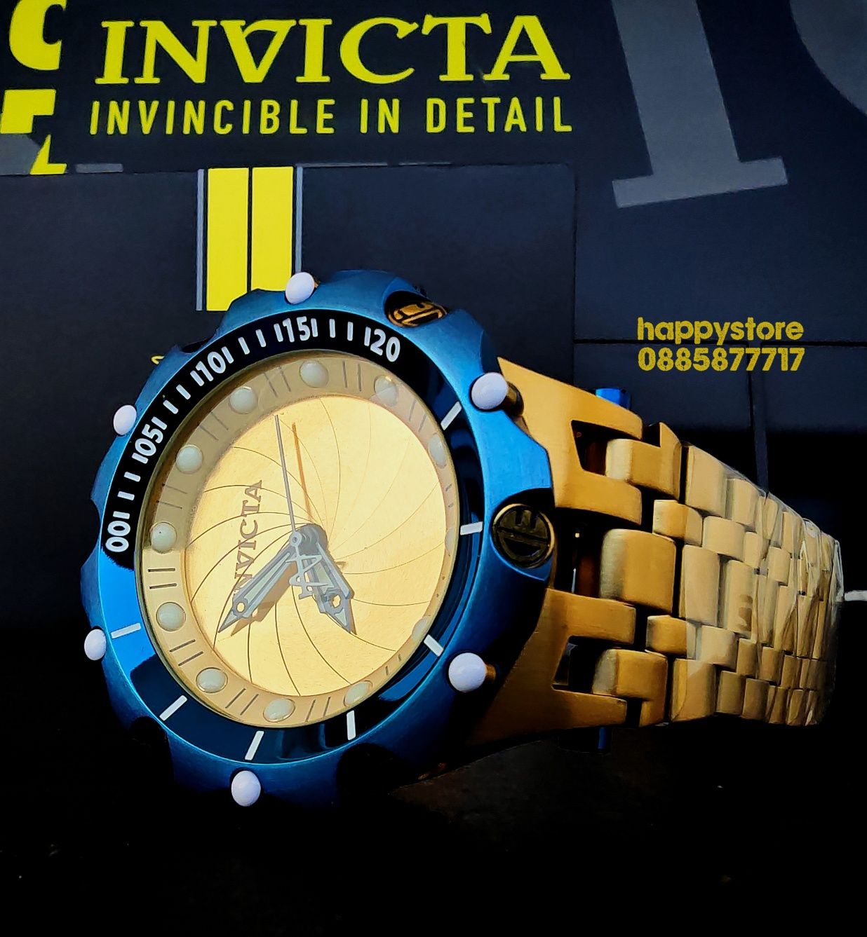 часовник INVICTA Reserve Skeleton automatic Gold 56 mm, Инвикта нов
