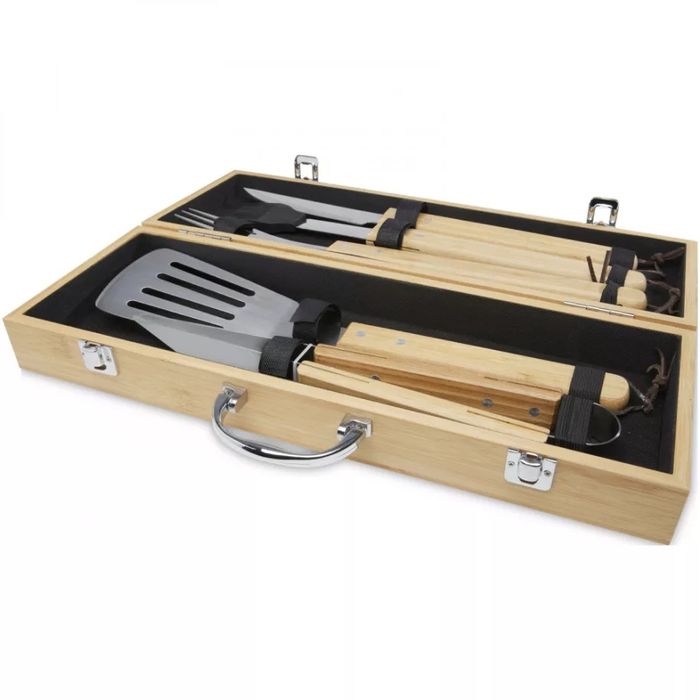 Set 5 ustensile gratar, Seasons, 22FEB1476, 46x7.4x16.2 cm,Otel bambus