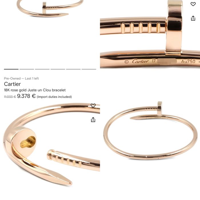 Bratara Cartier 18k Roze Gold Juste un Clou