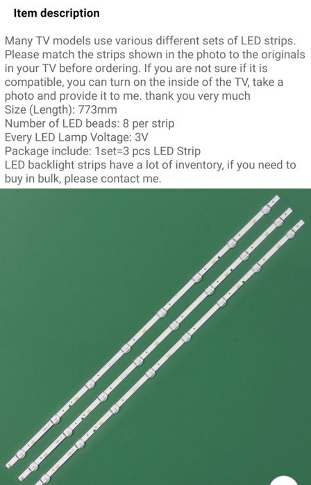 Berete Led Samsung UE40J5200AW, UE40J5200, 3 barete cu 8 Leduri, NOU