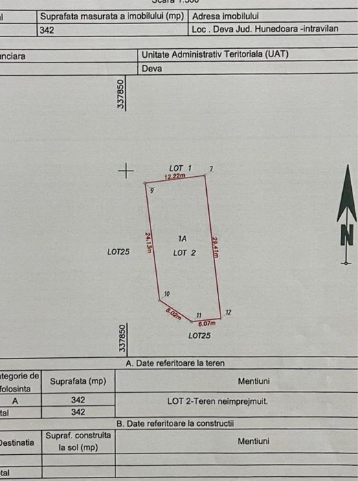 Vand teren intravilan cu proiect de casă .