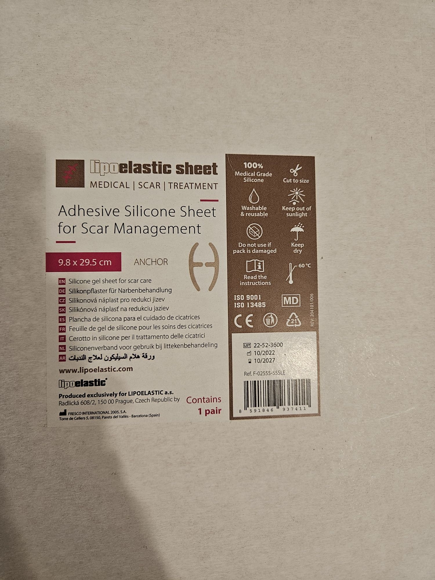 Plasturi din silicon pentru cicatrici ANCHOR – 9,8 x 29,5 cm, 2 buc
