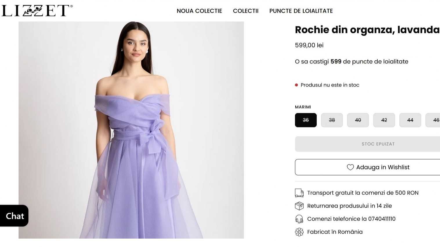 Vând rochie de seară din organza, NOUĂ, cu etichetă, mărimea S