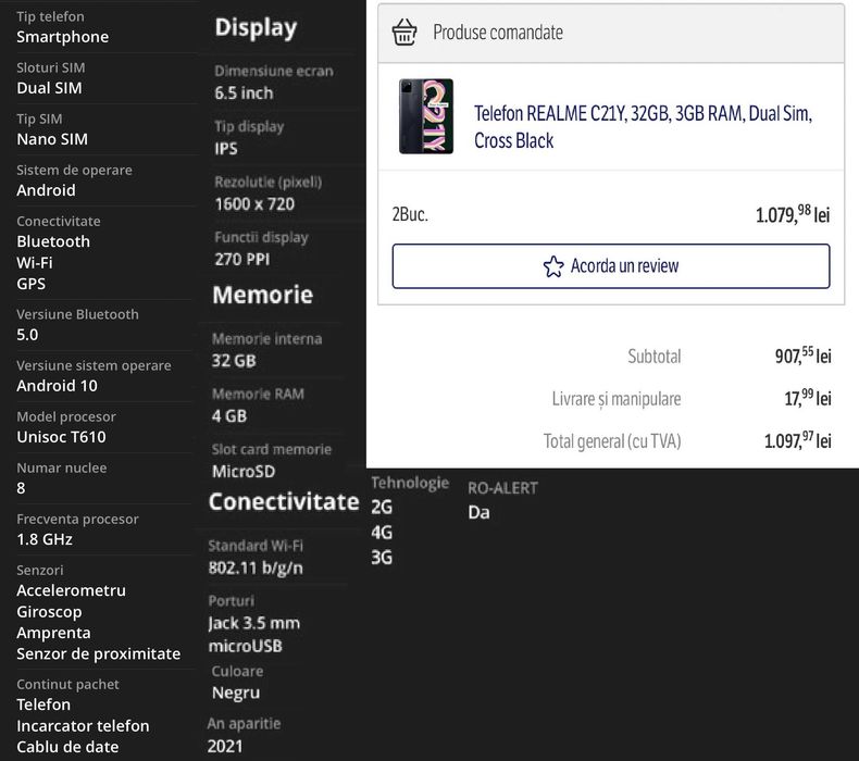 2x Realme C21-Y Dual-SIM | 32GB | 3GB RAM
