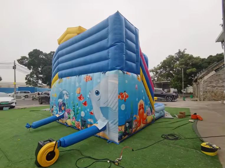 Надуваем замък водна пързалка с басейн за вода/топки