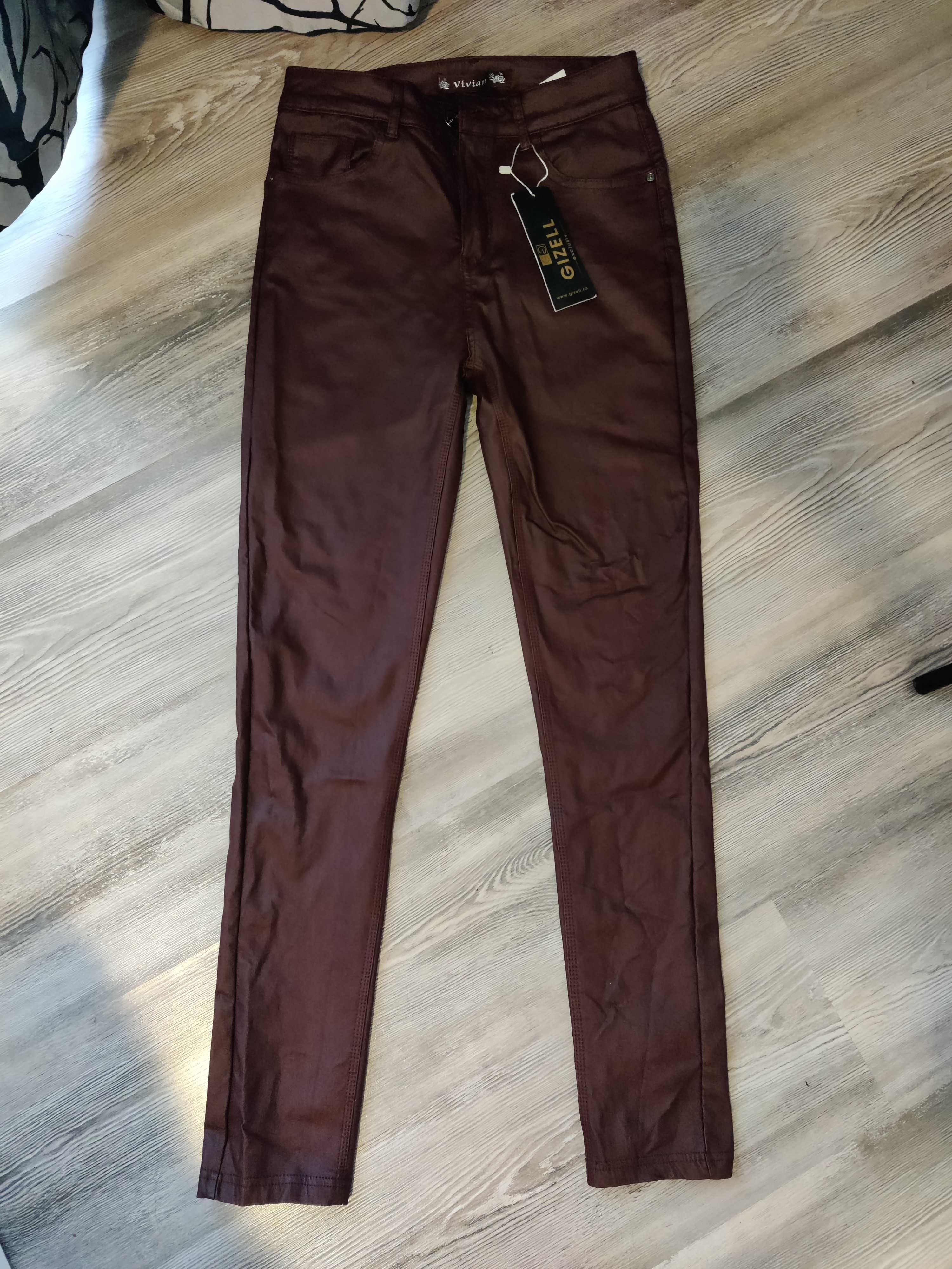 Pantaloni imitație piele, elastici