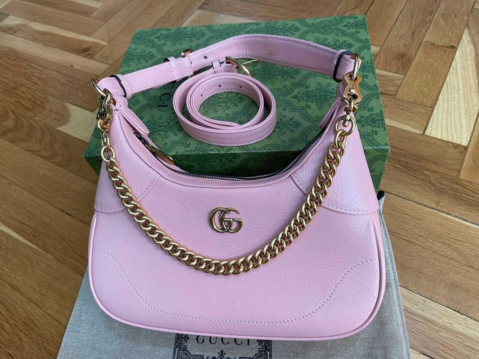 Geantă originală din piele roz Gucci, mâner și lanț Gucci Aphrodite