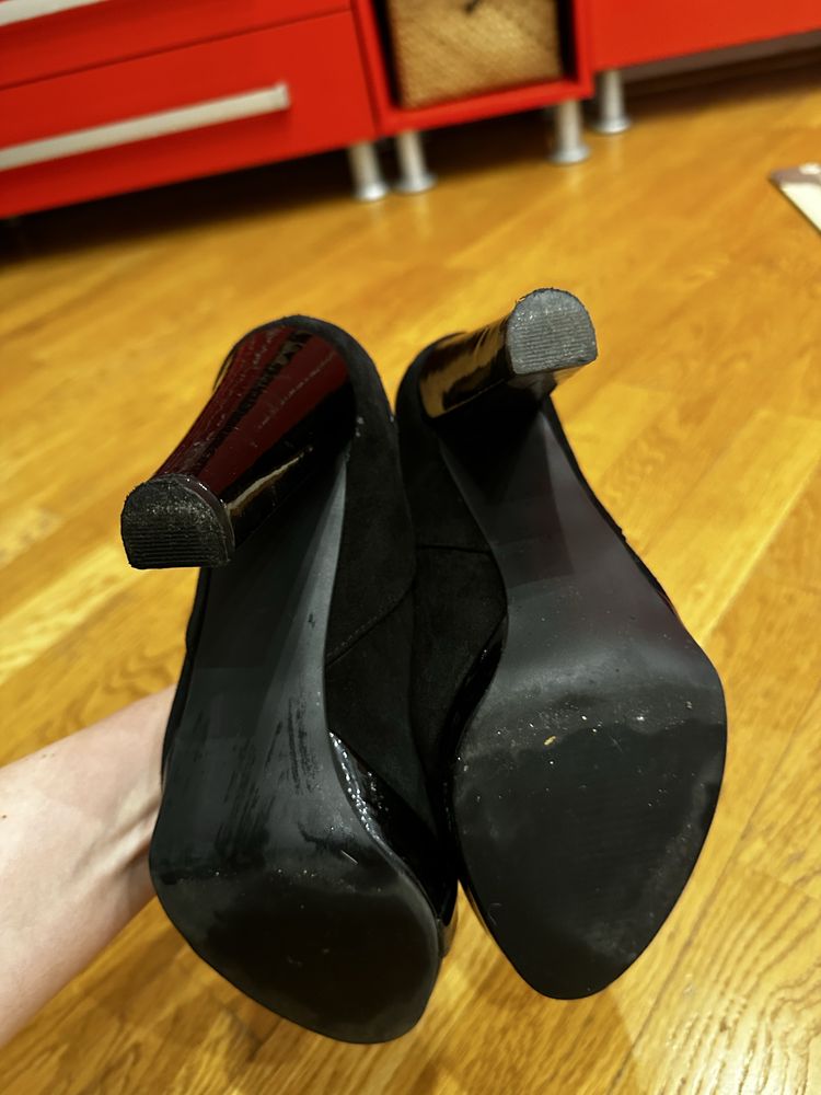 Pantofi din piele cu toc gros si platforma Boston Shoes