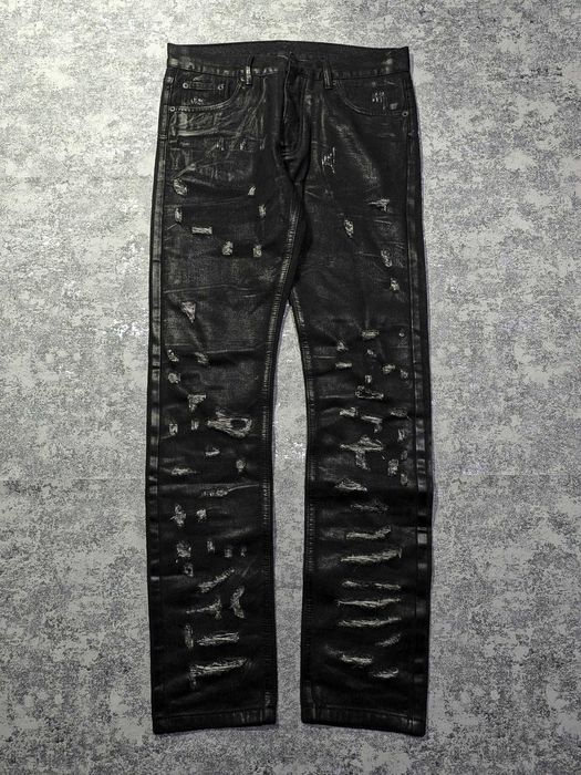 blugi dior homme strip denim hedi slimane marime 31 waxed destroyed