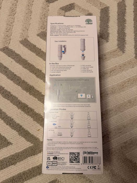 Wavlink AC1200 HD4 Router WiFi Exterior Dual Band 2.4G/5G POE, - NOU -