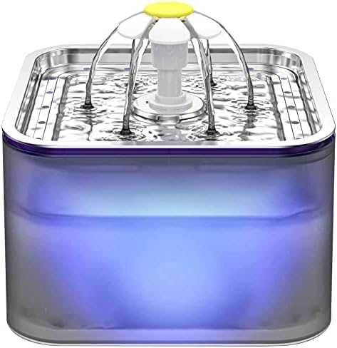 Луксозен Котешки Фонтан 3L LED светлина, Неръждаема Стомана и 3 Режима