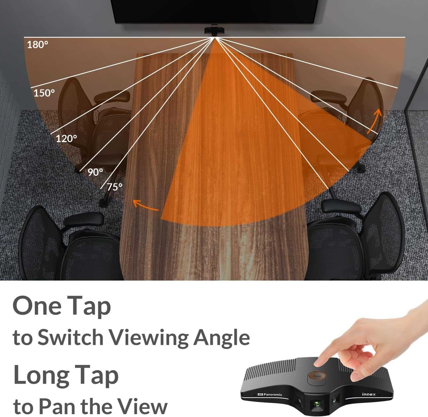 Innex C831 180° панорамна 4K уеб камера с микрофон, AI Face Tracking