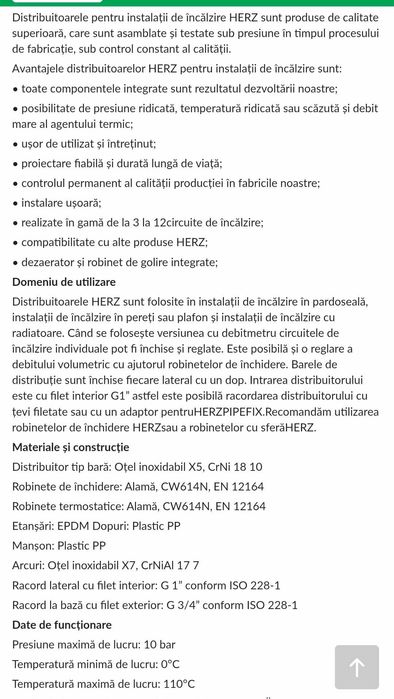 Distribuitor radiator /calorifer 11 cai