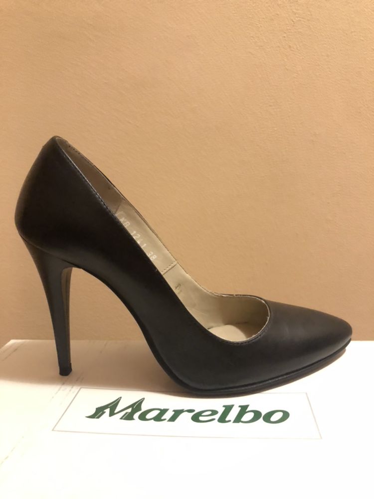 Pantofi stiletto negri piele 38 Marelbo