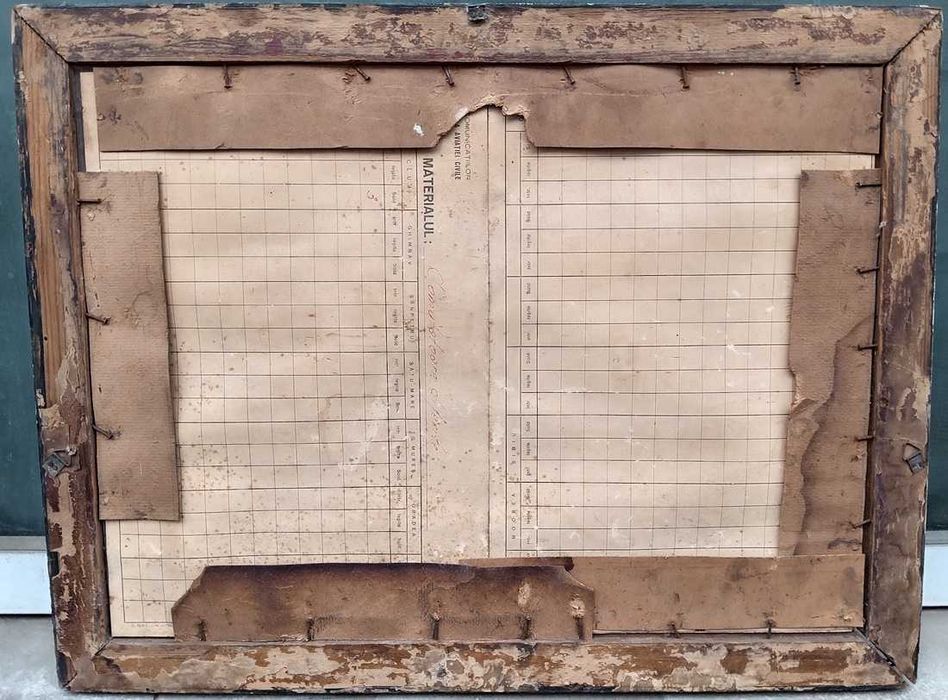 Tablou vechi - peisaj urban vechi - semnat St. Popescu