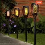 Set 4 x Lampi solara tip torta cu efect flacara 50 cm