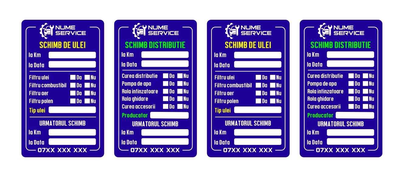 Etichete stickere schimb ulei, distributie service (100 Buc.)
