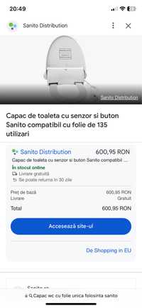 Capac de toaleta cu senzor si buton Sanito