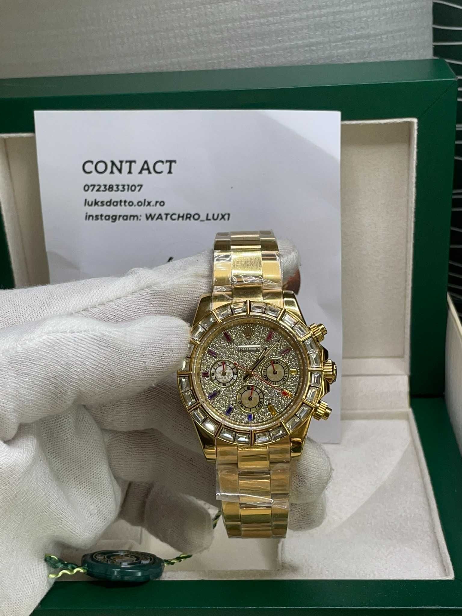 Rolex daytona 40 MM  Full Gold Cu Pietre de Zicronium