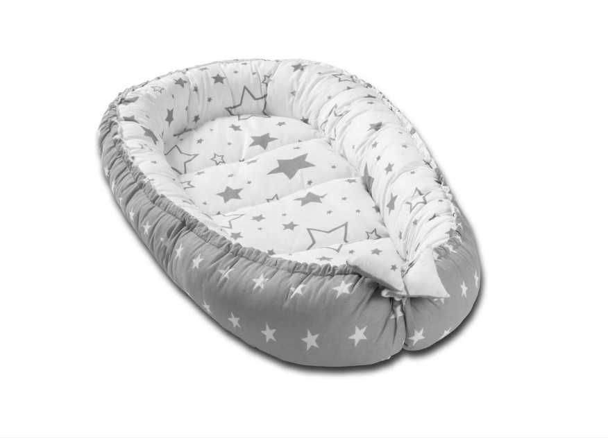 Cosulet dormit bebelusi portabil Kidizi Baby Nest (alb cu gri)