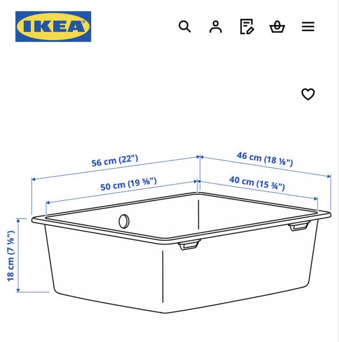 Chiuvetă încorporată Ikea - 1 cuvă, gri-bej compozit cuarţ, 56x46 cm