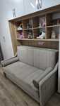 Canapea extensibila 2 locuri Ruxi, cu lada, bej, 163 x 102 x 99