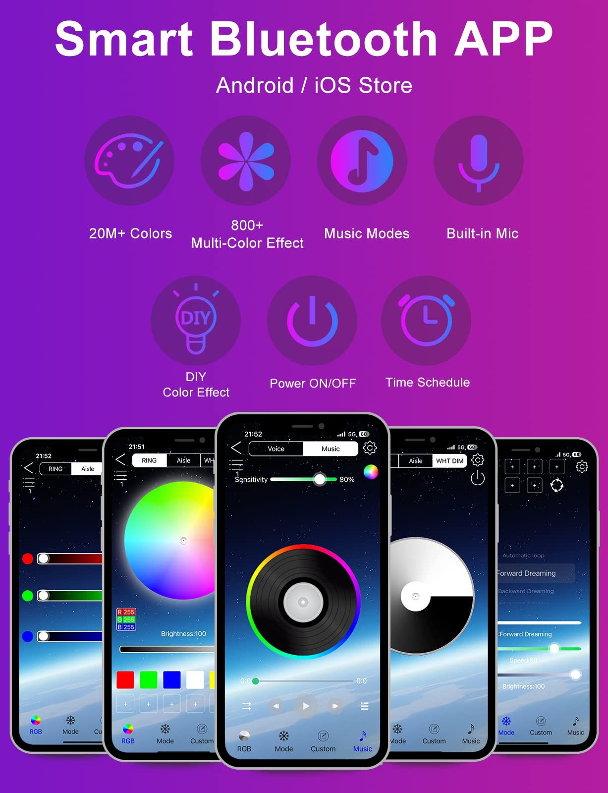 Ъглова лампа Smart LED RGB подова лампа лампион 153см. димируема