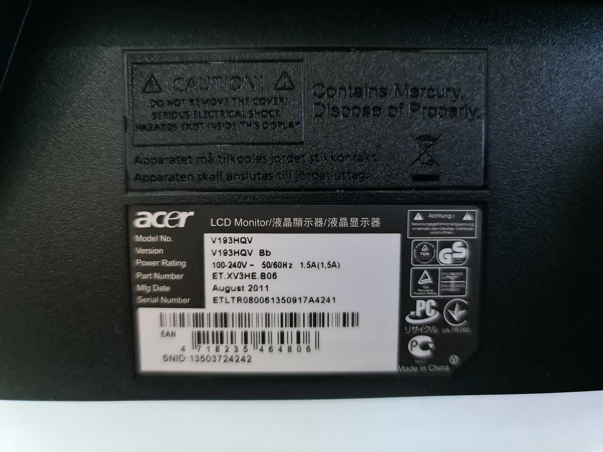 Продам монитор Acer V193HQV