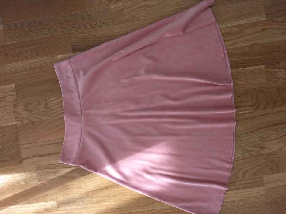 Fusta roz somon imitatie piele intoarsa, Orsay, marime 32