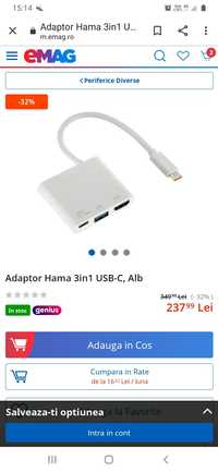 00135728 adaptor Hama 3 in 1 USB-C hdmi