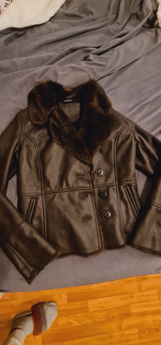 Geaca din piele și blanita naturala