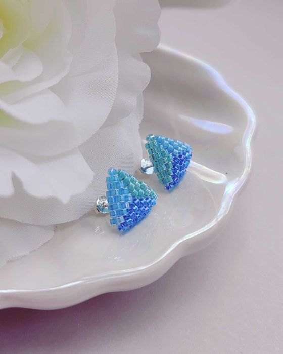 Ръчно изработени обеци - Сребро 925 / Стомана и Японски мъниста Миюки