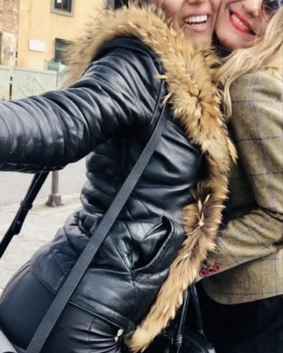 Кожено яке с естествен пух