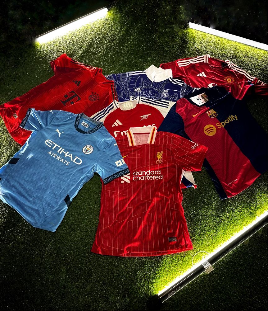 Футболни екипи:Liverpool, Man city,United,Chelsea, Real, Barca,Bayern