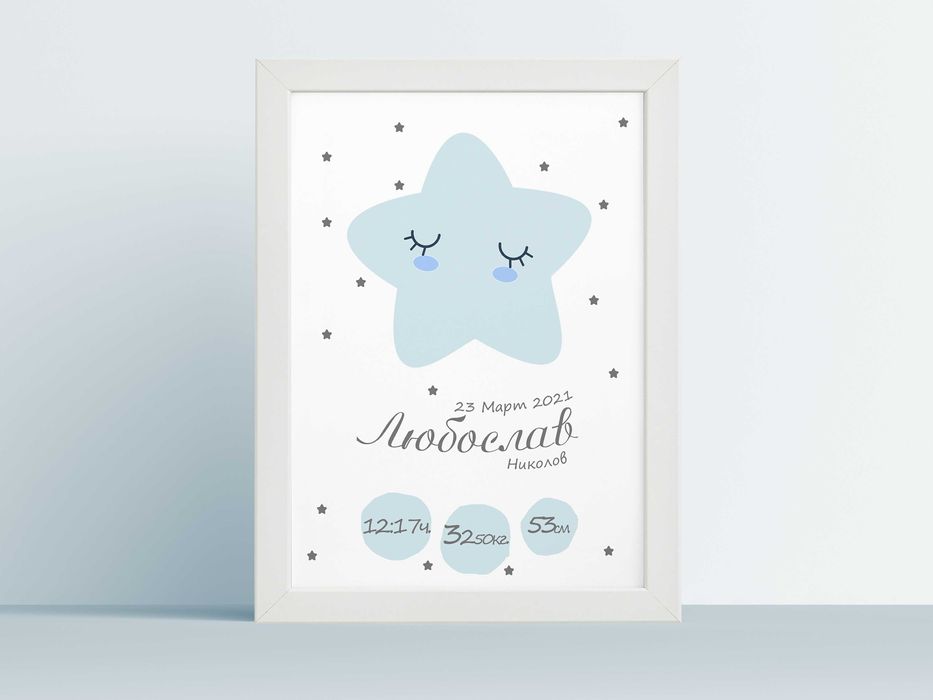 Бебешка визитка с данни за новородено