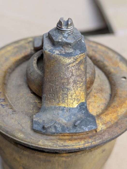 Термостат ТС-107 80⁰С латунный, СССР для автомобилей ГАЗ, МАЗ, Урал, К