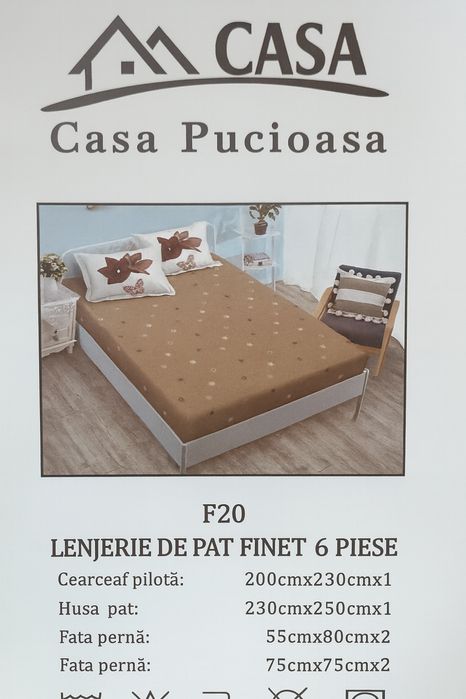 Lenjerie de pat,Bumbac Finat 6 piese ,Casa Pucioasa