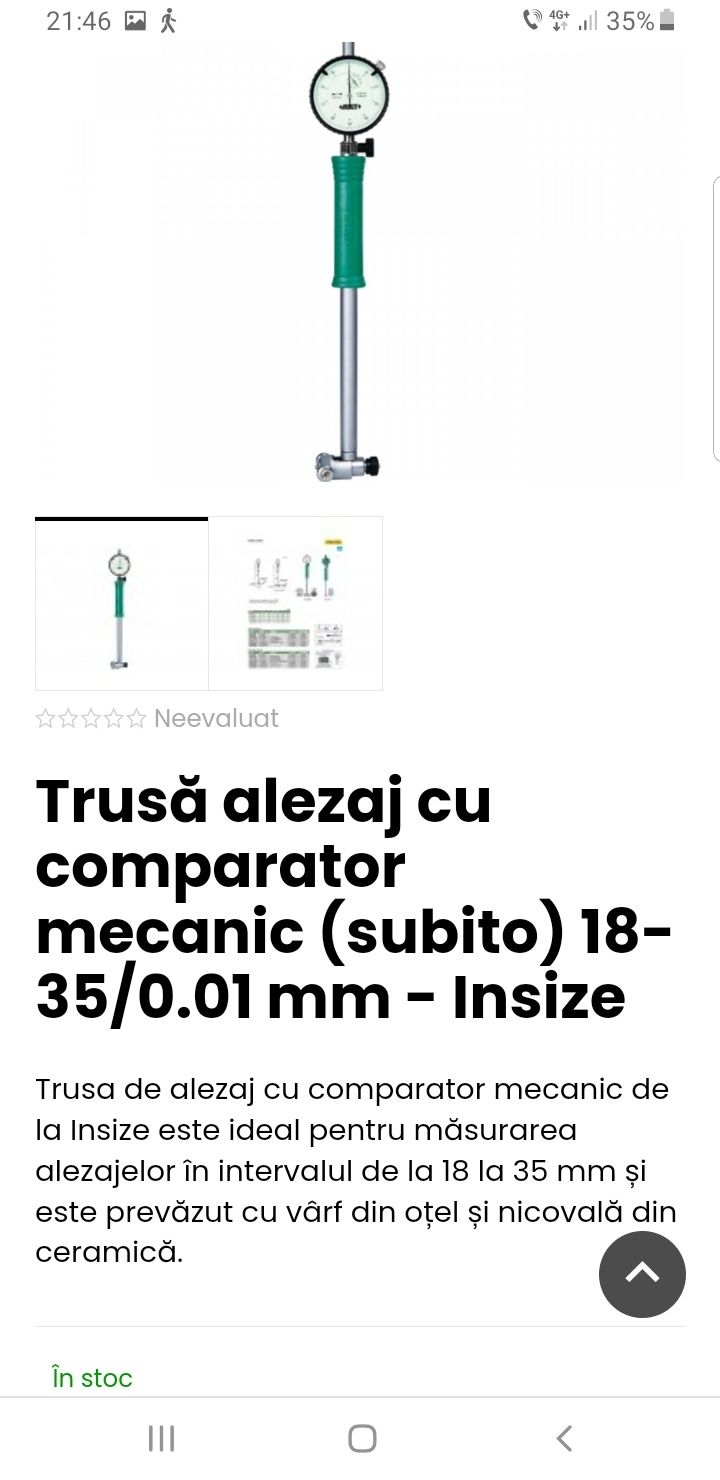 Trusa alezaj ceas comparator INSIZE 18-31 0.01mm