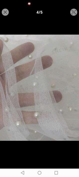 Kimono alb cu perle pentru plajă