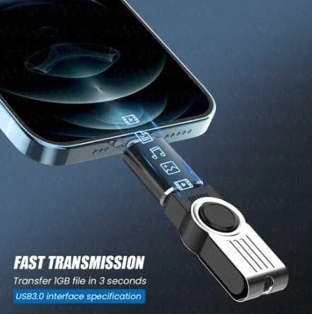 Метален OTG адаптер USB 3.0 към iPhone тип Lightning