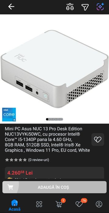 Mini PC intel nuc 13 Pro i5 13 th 512 gb nou