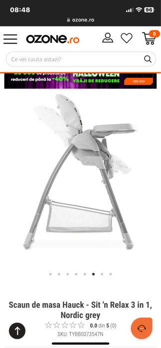 Scaun de masa Hauck - Sit 'n Relax 3 in 1, Nordic grey