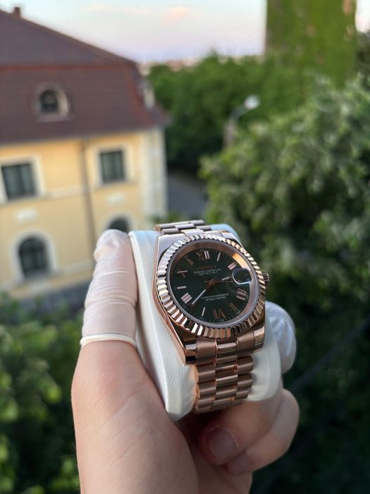 Seiko MOD Auto. Date-Just Roman Green Rose Gold Presidential 36/39mm