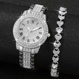 Дамски луксозен часовник с кристали + Гръвна
