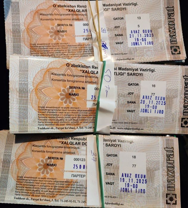 AVAZ OUN konsertiga OPTOM 19-20-21 -noyabr 200 ming