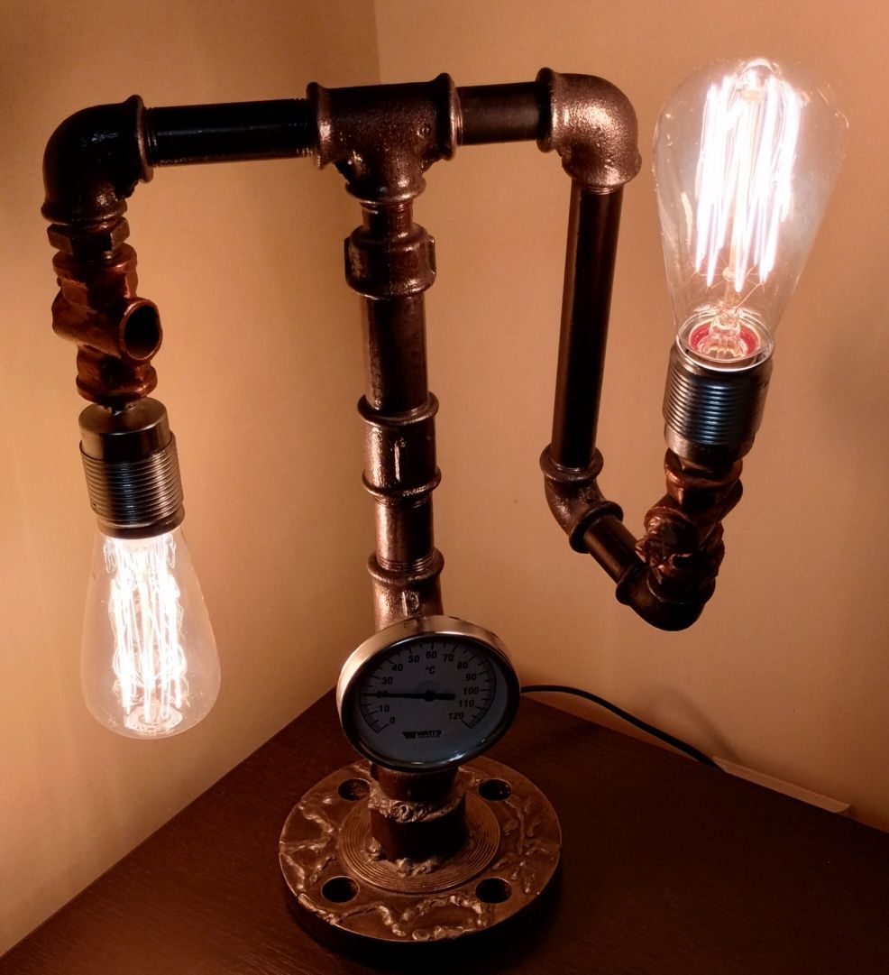 Lampă Steampunk / Industrial cu becuri Edison Cadou