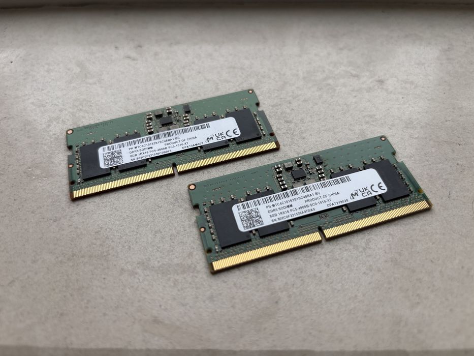 DDR5 2×8GB 4800MHz SODIMM – Лаптоп RAM, Перфектно състояние