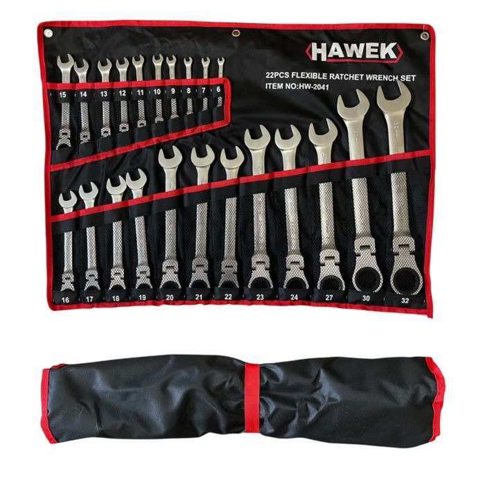 Звездогаечни Тресчотни Ключове  с ЧУПЕЩО РАМО 6-32 ММ 22 Части HAWEK