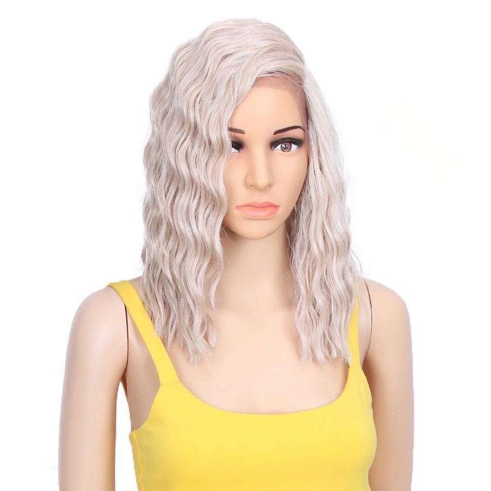 Peruca F97 FRONT LACE Blonda bob gri Silver Blond Deschis platinata