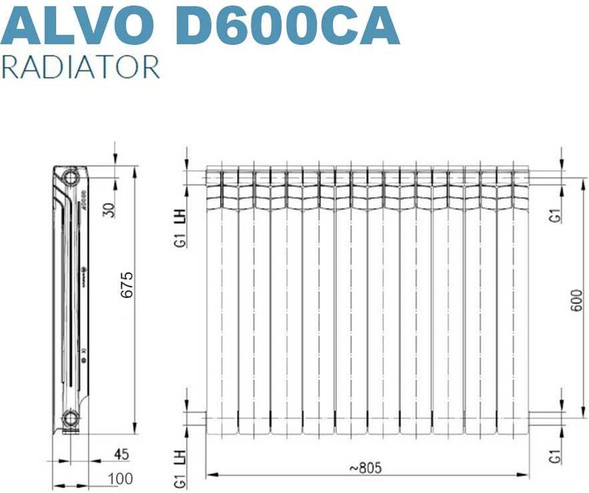 Calorifer din aluminiu Fornello ALVO, 10 elementi, 600 mm